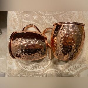 Hammered Copper Mugs Set
